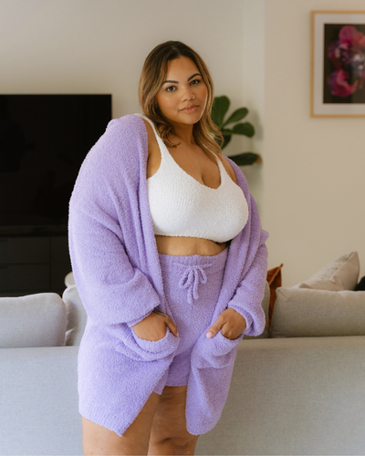 Bouclé 3-Piece Knit Lounge Set - Lavender