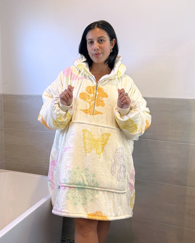 ADULT BLANKET HOODIE - YELLOW MANDALA