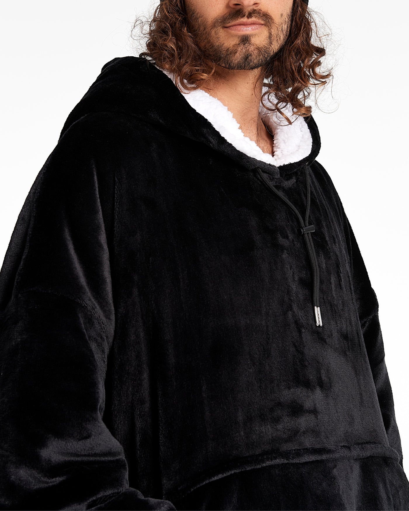 EXTRA LONG ADULTS BLANKET HOODIE - BLACK