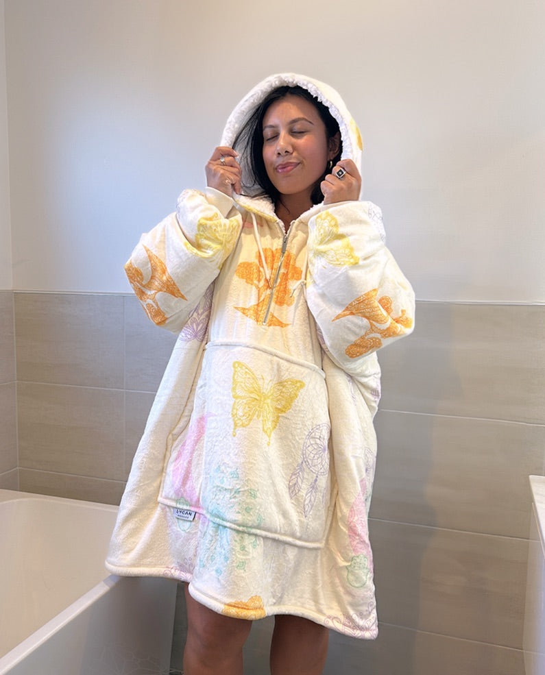 ADULT BLANKET HOODIE - YELLOW MANDALA