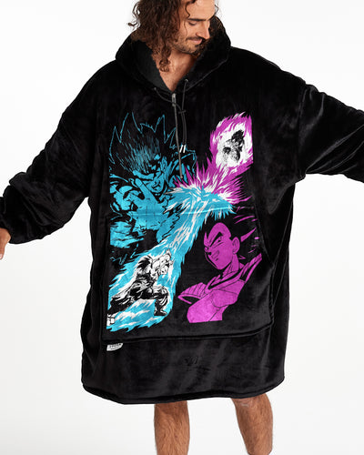 ADULT BLANKET HOODIE - ANIME BLACK