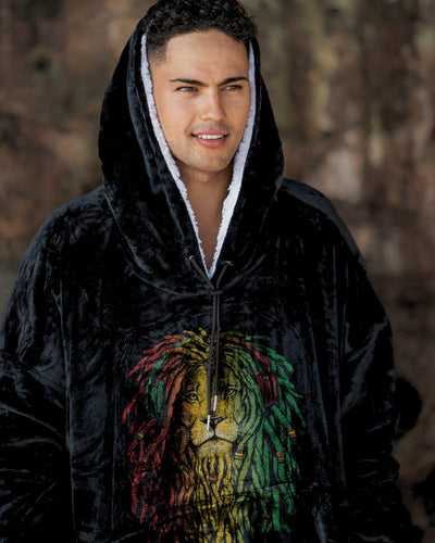EXTRA LONG ADULTS BLANKET HOODIE - RASTA LION