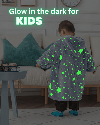 KIDS BLANKET HOODIE - PINK GLOW IN THE DARK