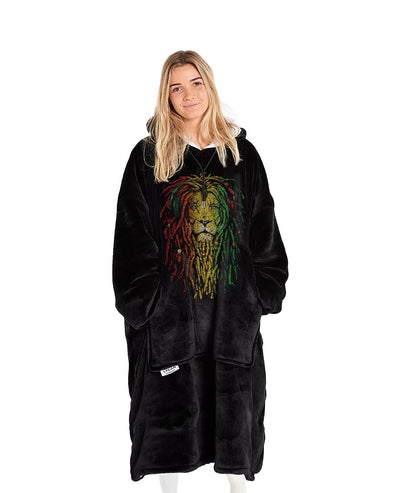 ADULTS BLANKET HOODIE - RASTA LION