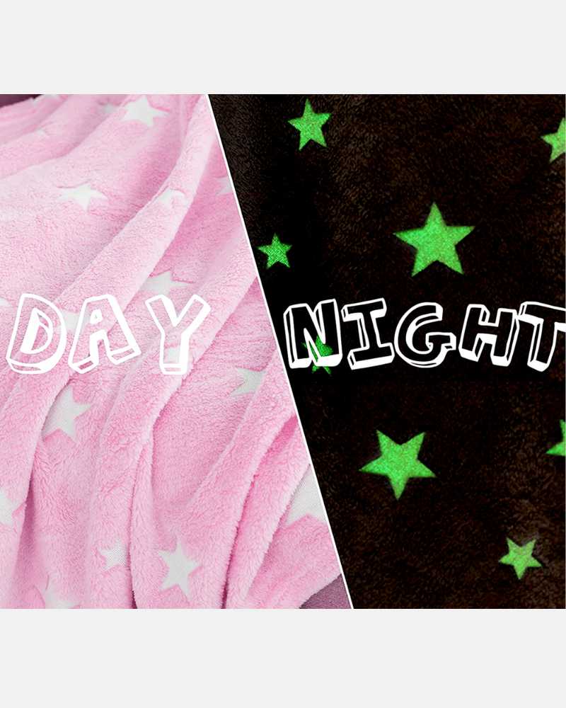 KIDS BLANKET HOODIE - PINK GLOW IN THE DARK