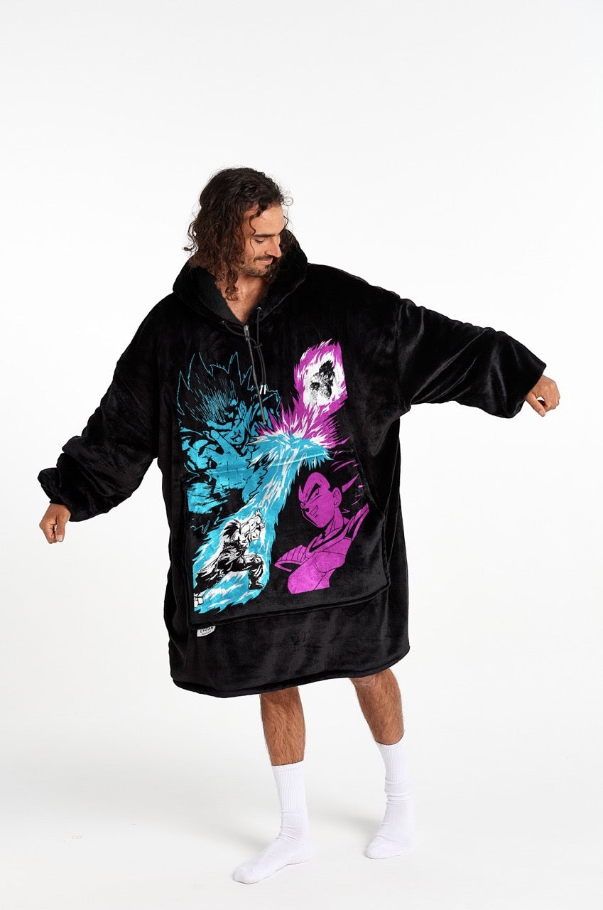 ADULT BLANKET HOODIE - ANIME BLACK