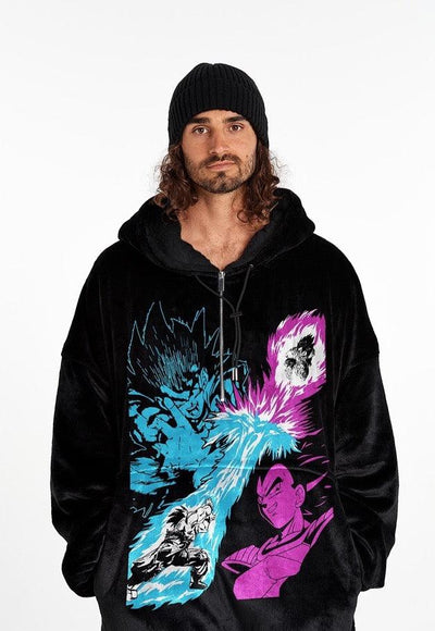 ADULT BLANKET HOODIE - ANIME BLACK