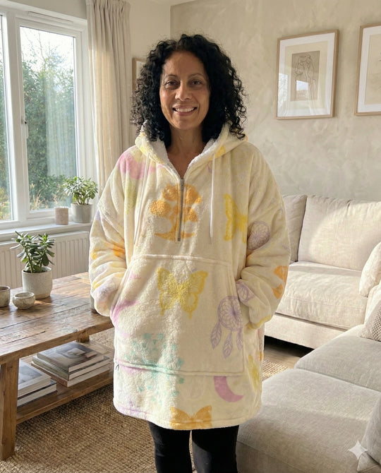 ADULT BLANKET HOODIE - YELLOW MANDALA