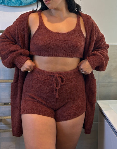 Bouclé 3-Piece Knit Lounge Set - Brown