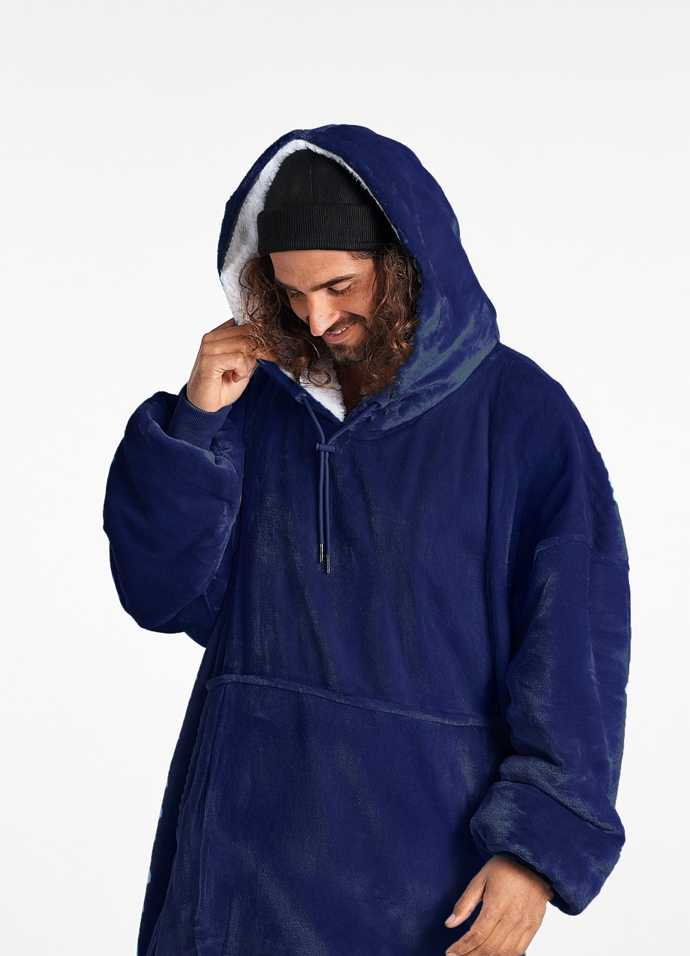 EXTRA LONG ADULTS BLANKET HOODIE - DARK BLUE