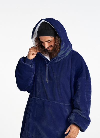 EXTRA LONG ADULTS BLANKET HOODIE - DARK BLUE