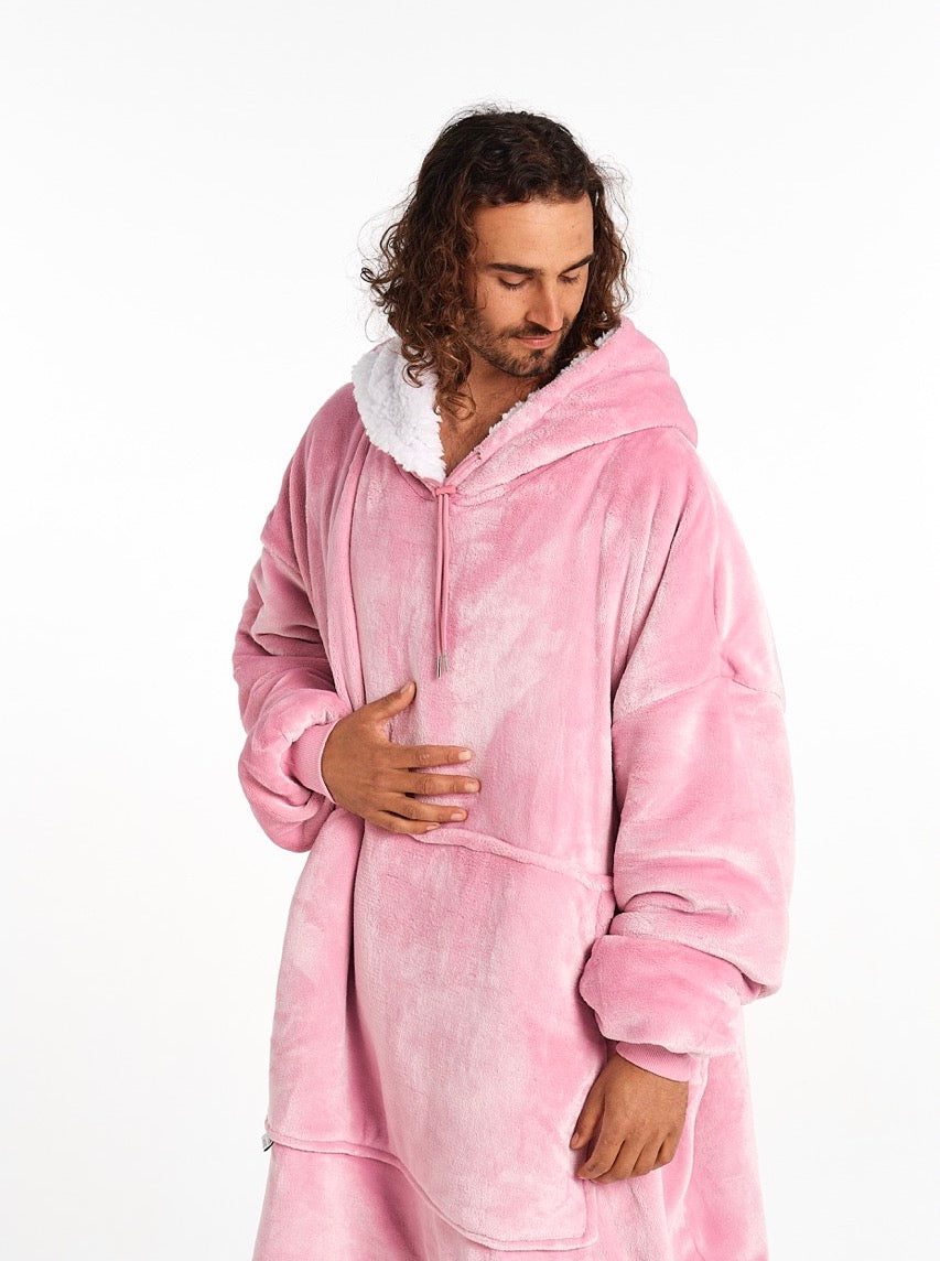 EXTRA LONG ADULTS BLANKET HOODIE - PINK