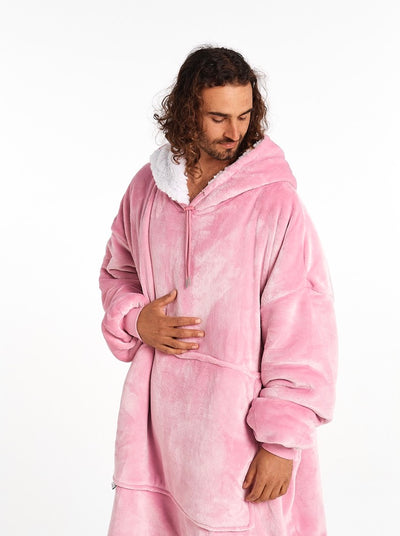 EXTRA LONG ADULTS BLANKET HOODIE - PINK