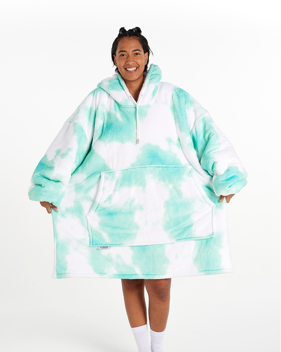 ADULT BLANKET HOODIE - GREEN TIE DYE