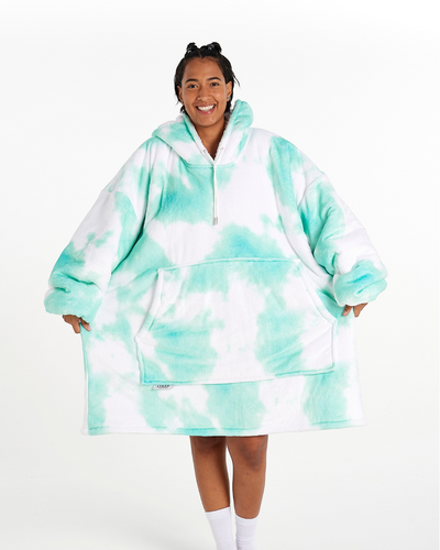 ADULT BLANKET HOODIE - GREEN TIE DYE