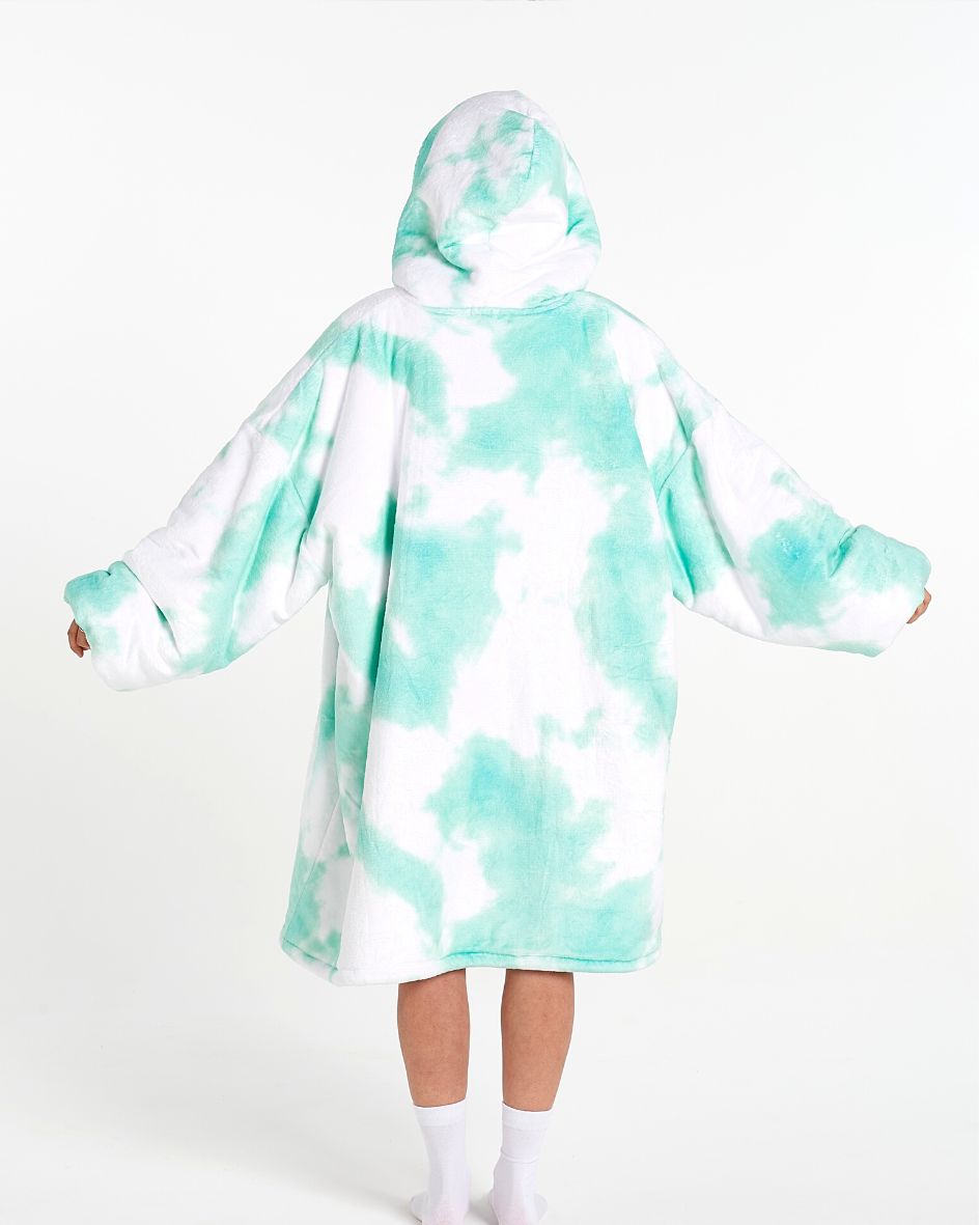 ADULT BLANKET HOODIE - GREEN TIE DYE