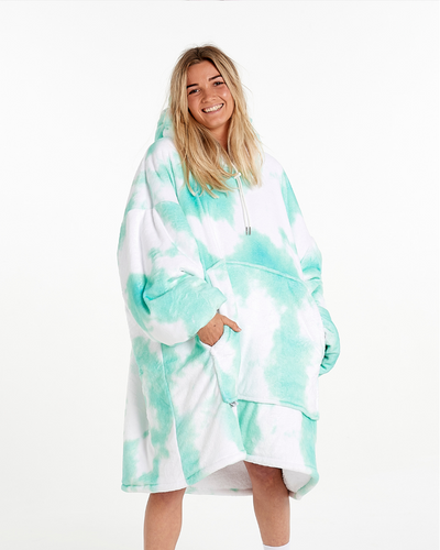 ADULT BLANKET HOODIE - GREEN TIE DYE