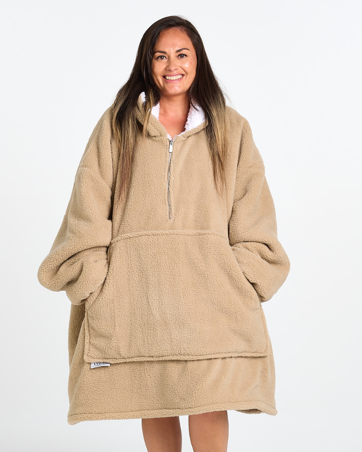 ADULT BLANKET HOODIE - TEDDY KHAKI