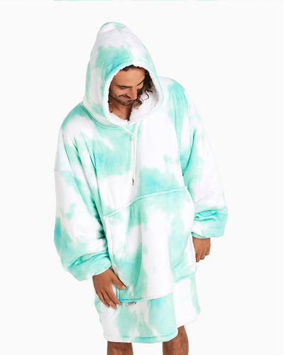 ADULT BLANKET HOODIE - GREEN TIE DYE