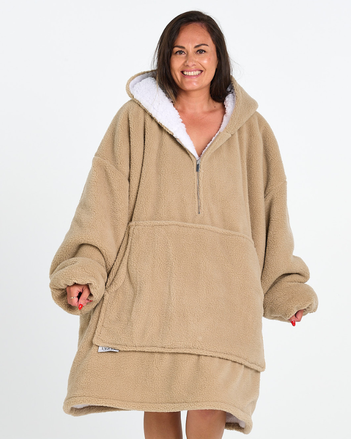 ADULT BLANKET HOODIE - TEDDY KHAKI