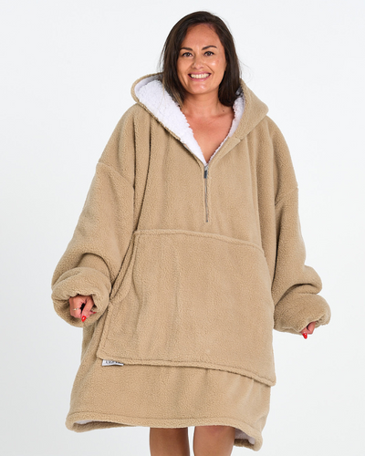 ADULT BLANKET HOODIE - TEDDY KHAKI