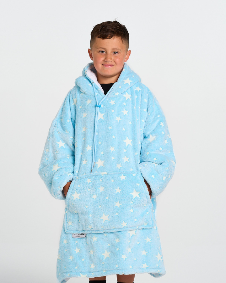 KIDS BLANKET HOODIE - BLUE GLOW IN THE DARK