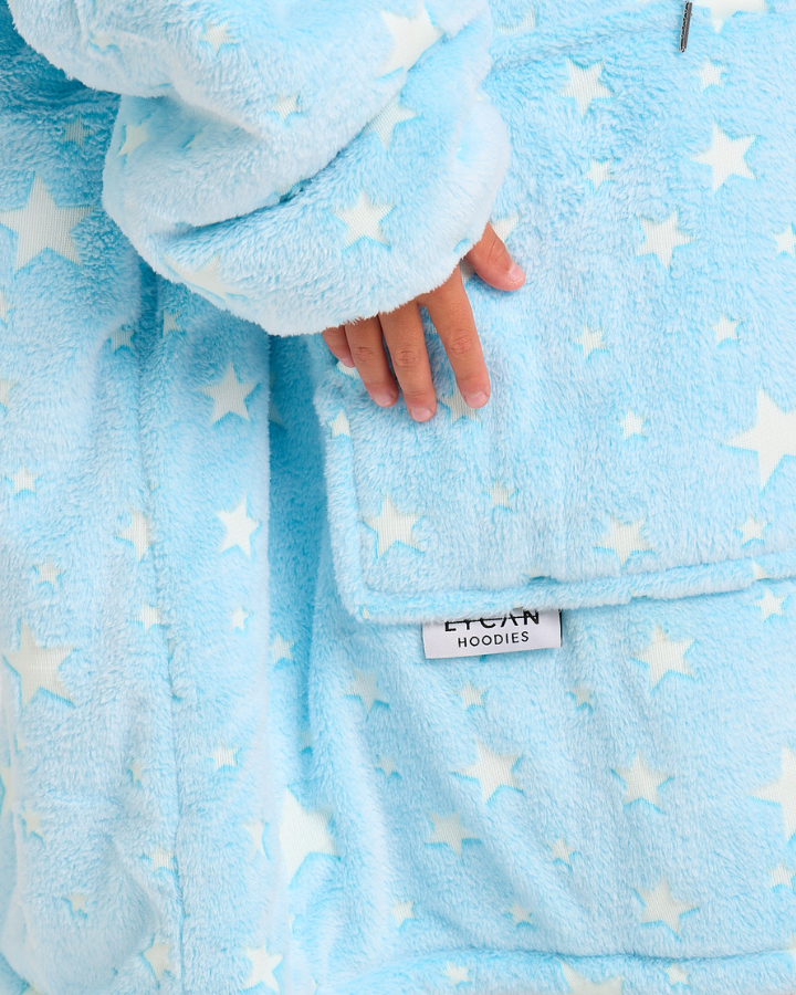 KIDS BLANKET HOODIE - BLUE GLOW IN THE DARK