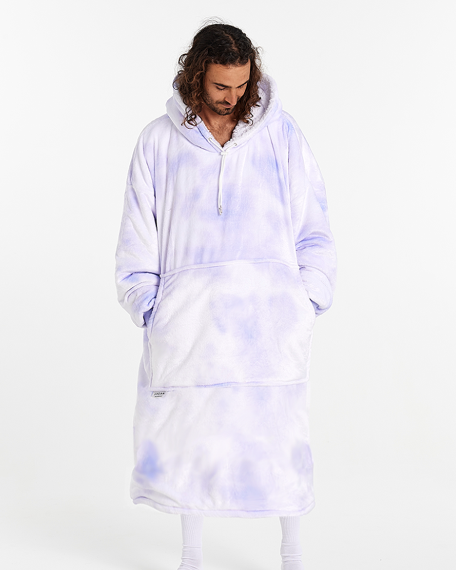 EXTRA LONG ADULT BLANKET HOODIE - PURPLE TIE DYE