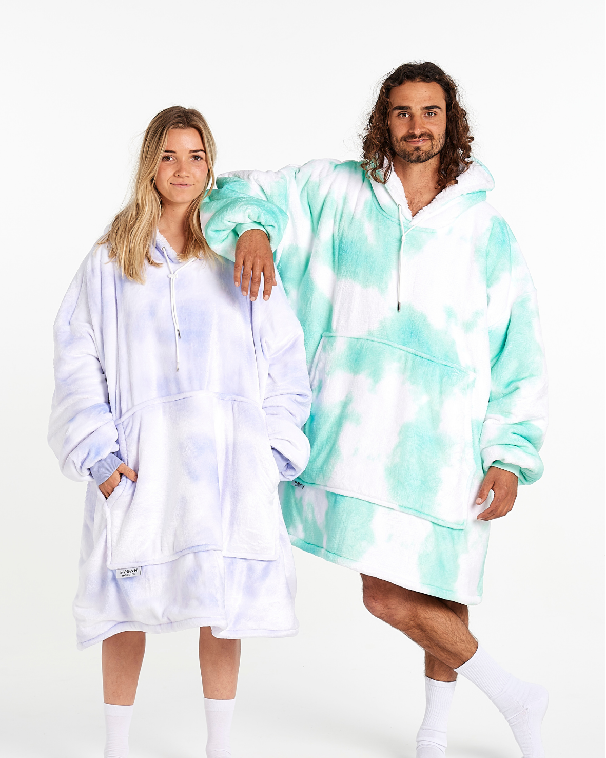 ADULT BLANKET HOODIE - GREEN TIE DYE